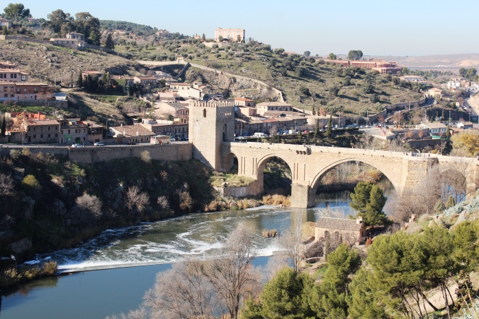 An overview of Toledo with River Tagus and Puente de St. Martin