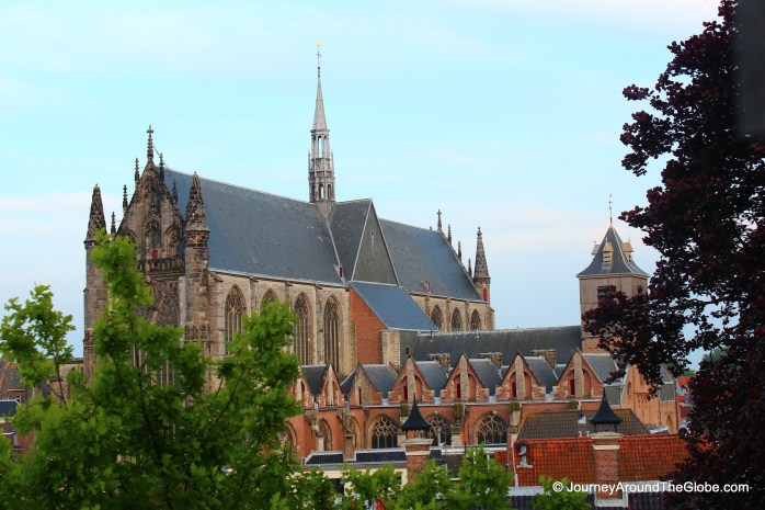 View of Hooglandse Kerk, a 14th century church, from Burcht