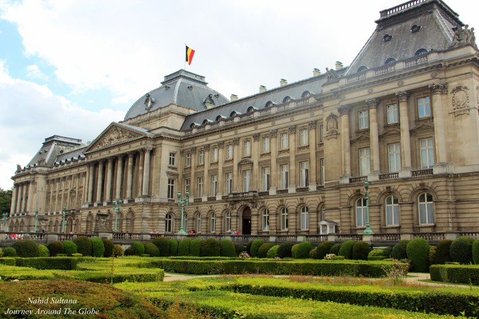 Front façade of Royal Palace of Brussels in Belgium