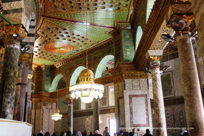 Lavish interior of Dome of the Rock on Temple Mount, Jerusalem
