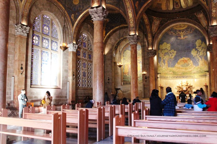 Inside Gethsemane Basilica of Agony at the foothill of Mt. Olives in Old Jerusalem