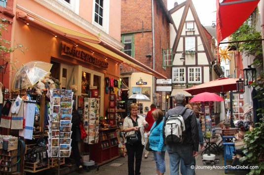 Cozy streets and markets of Schnoor in Bremen, Germany