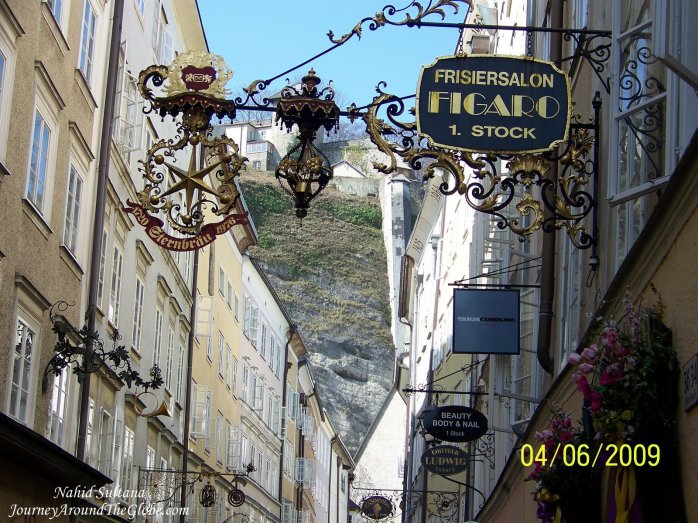 Old store signs in Getreidegasse 