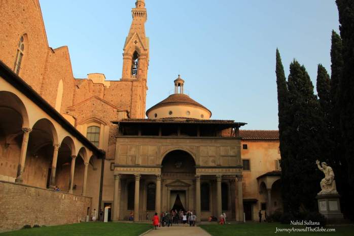 In the courtyard of Santa Croce in Florence, Italy