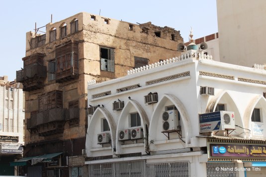 One of the original and oldest buildings (left one) in Al-Balad, Jeddah
