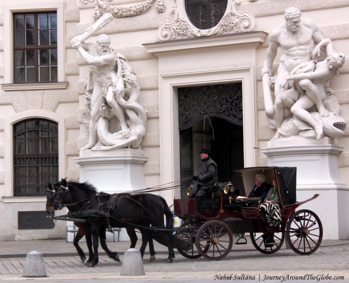 Historic city center of Vienna - a UNESCO World Heritage Site (Michaerplatz near Hofburg Palace)