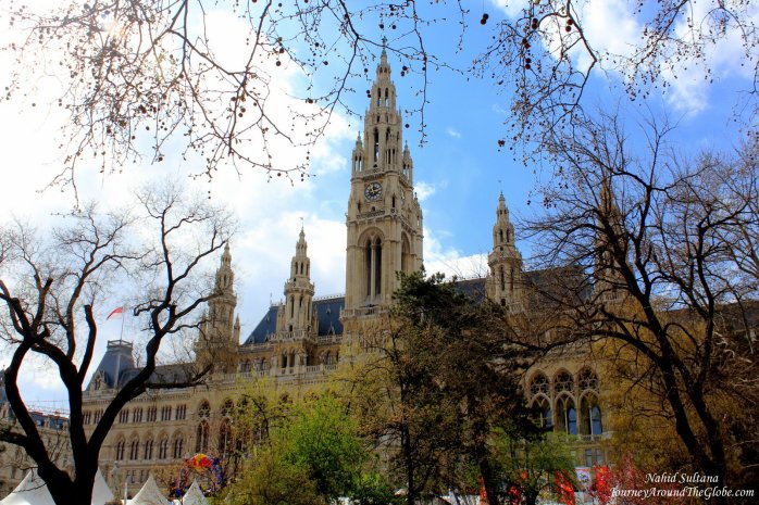 Gothic-style edifice of Vienna City Hall