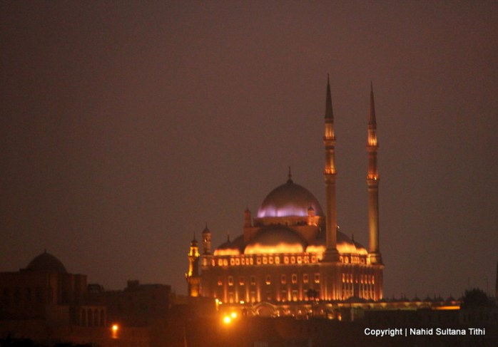 Grand view of Ali Pasha at night from Al-Azhar Park, Cairo, Egypt