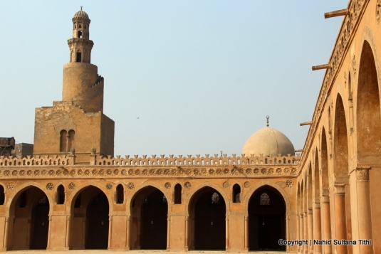 Ibn-Tulun Mosque in Cairo, Egypt - minaret of this mosque is said to be the oldest in Egypt