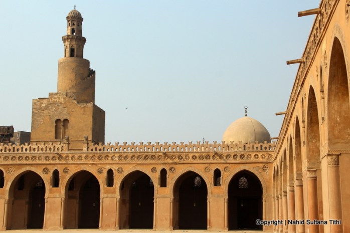 Ibn-Tulun Mosque in Cairo, Egypt - minaret of this mosque is said to be the oldest in Egypt