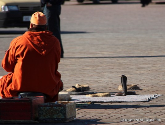 A snake-charmer in Djemma El-Fna, Marrakech