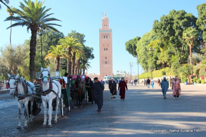 Walking towards Koutoubia Mosque from Djemma El-Fna, Marrakech