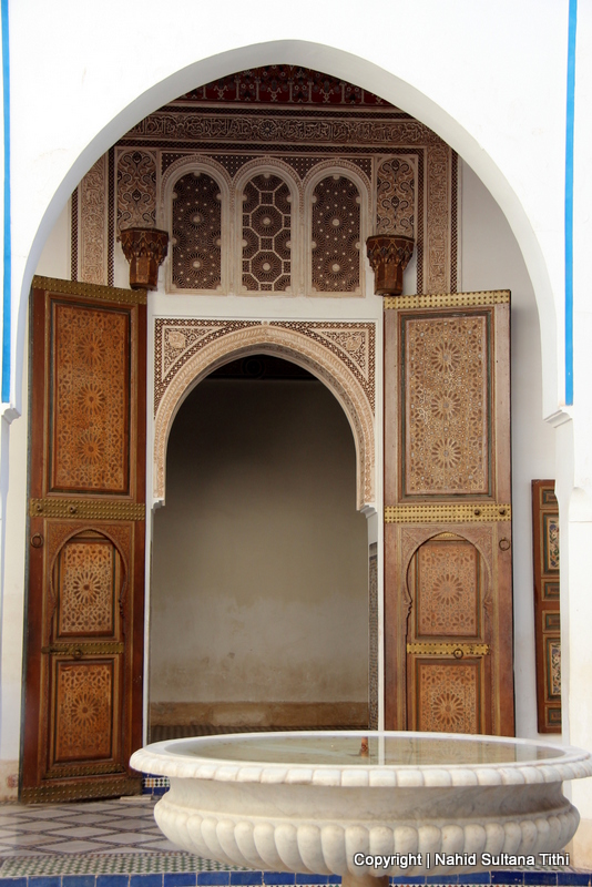 One of many courtyards with a fountain in El-Bahia Palace, Marrakech