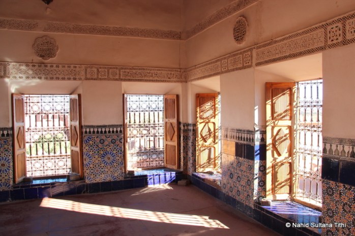 One of the rooms of Ouarzazate Kasbah in Morocco, decorated with tiles