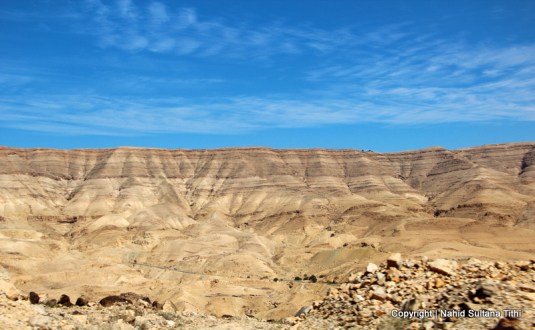 Driving by beautiful mountains of Jordan