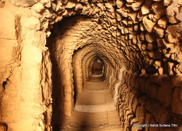 One of the dark tunnels of Karak Castle in Jordan