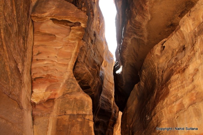 Little piece of sky that you can see while walking thru Siq in Petra, Jordan