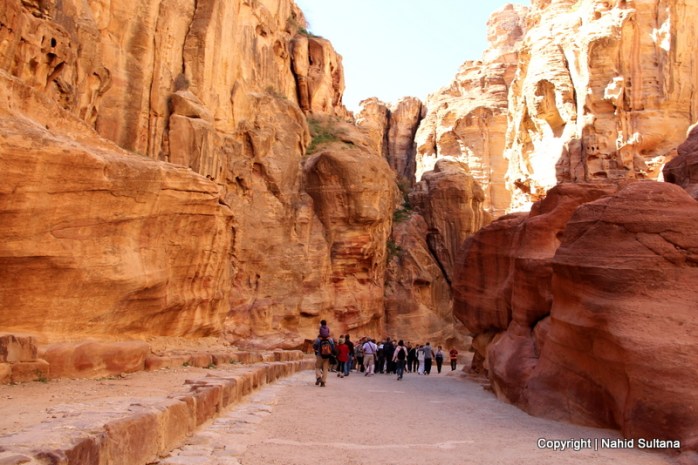 Amazing colors and rock formations of Siq in Petra, Jordan