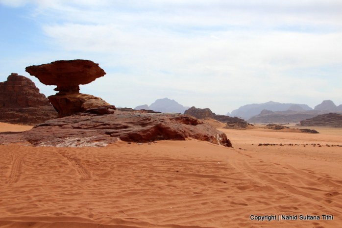 Mushroom rock in Wadi Rum, Jordan