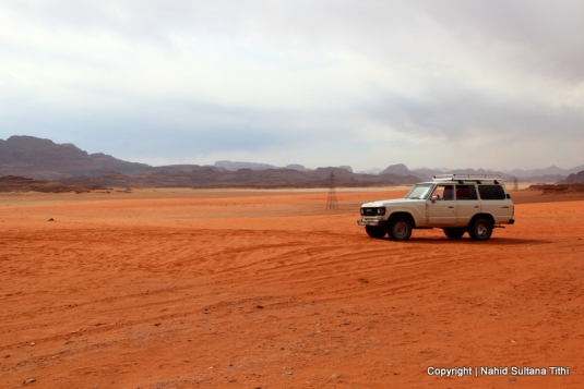 Our 4x4 transportation in the desert of Wadi Rum, Jordan