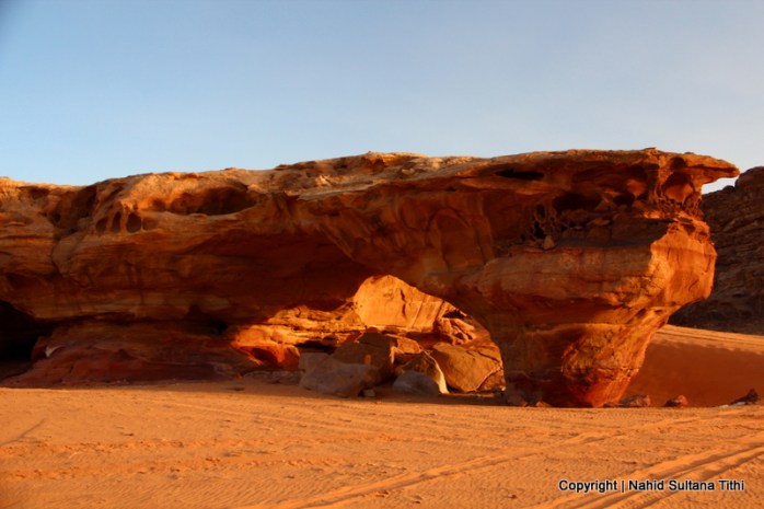 A stone arch in Wadi Rum