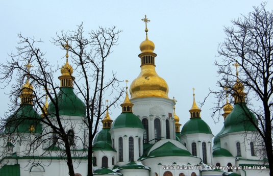 Domes of St. Sophia's Cathedral in Kiev, Ukraine