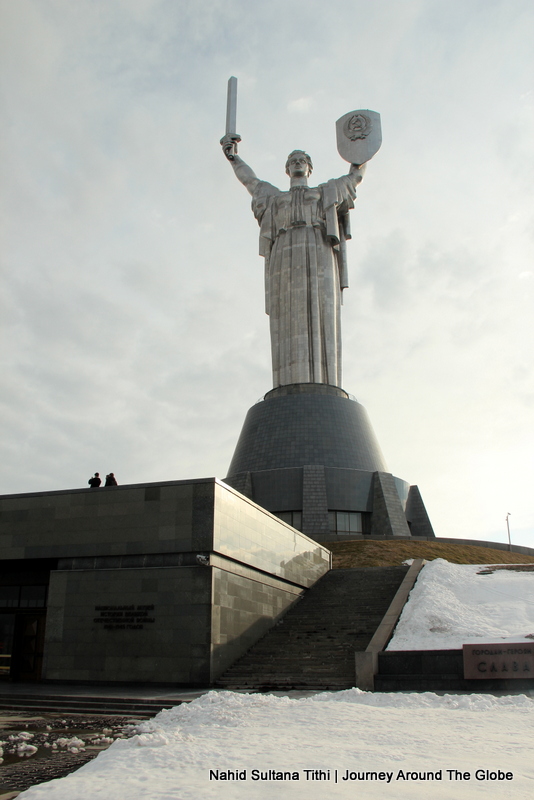Motherland Statue on top of Great Patriotic War Museum in Kiev, Ukraine