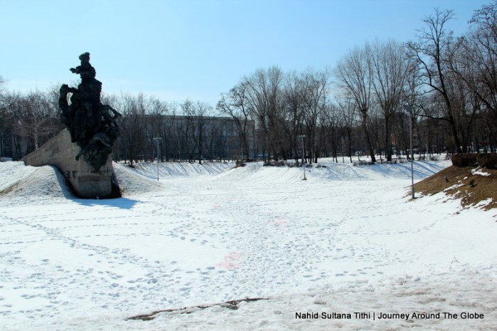 A monument in Babyn Yar to commemorate 60,000 innocent victims death in the hands of German Nazi during WWII in Kiev, Ukraine