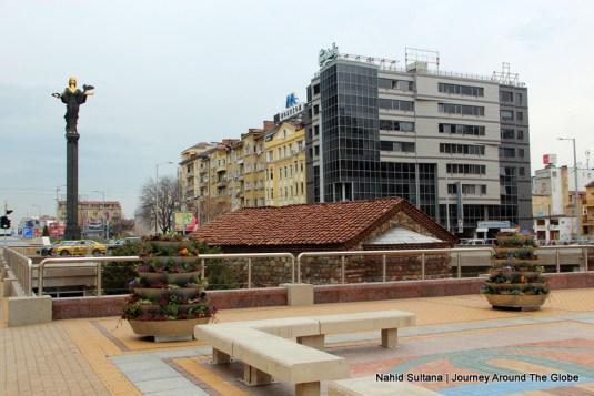 City center of Sofia, Bulgaria...Statue of St. Sofia on the left