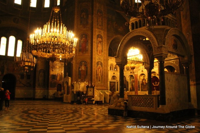 Inside Alexander Nevsky Memorial Cathedral in Sofia, Bulgaria