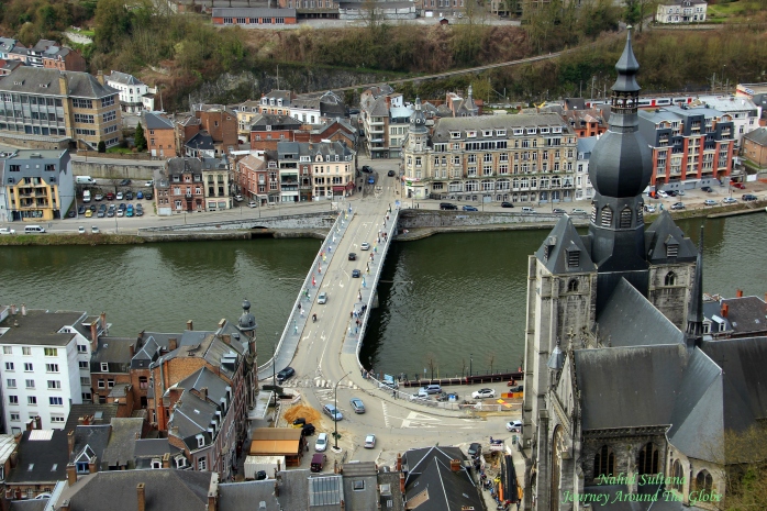 Breathtaking view of the city and river from Dinant Citadel in Belgium