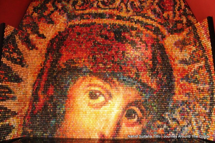 This artwork inside St. Sophia's Cathedral was created by 15,000 hand-painted Easter eggs