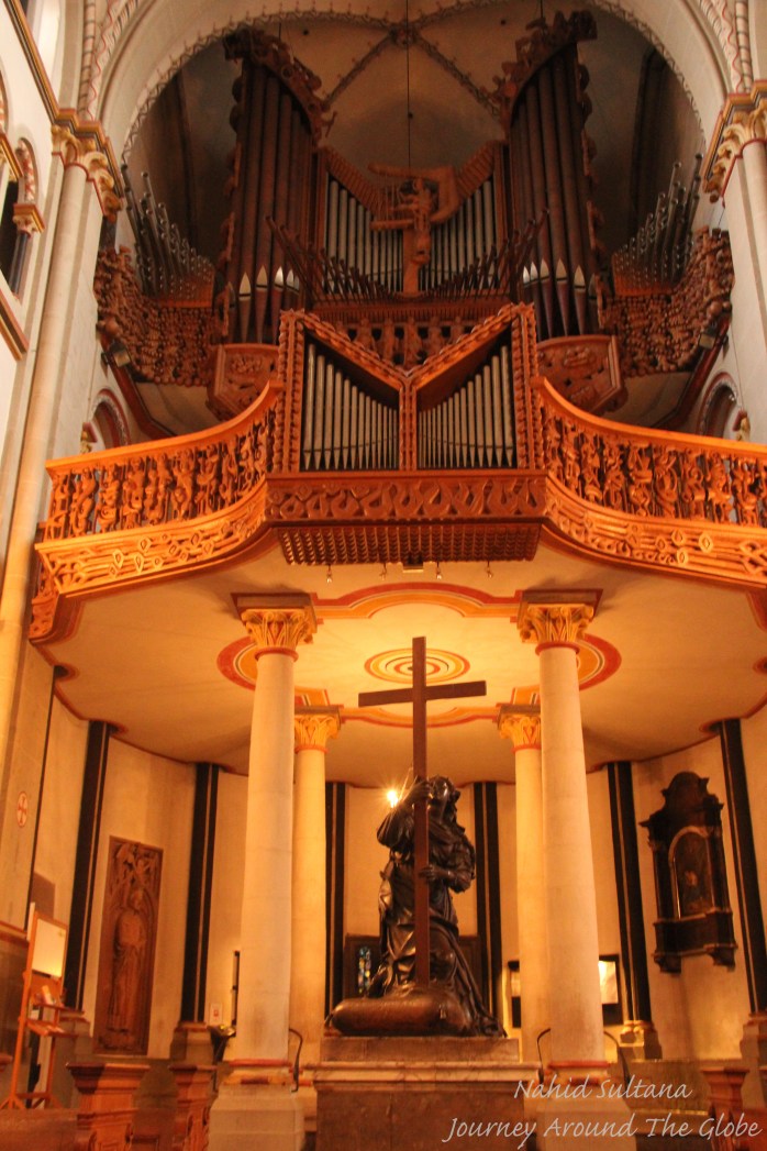 The old church organ inside Das Bonner Munster in Bonn, Germany