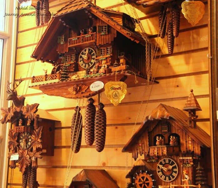 Cuckoo clocks are everywhere in the souvenir shops of Frankfurt, Germany