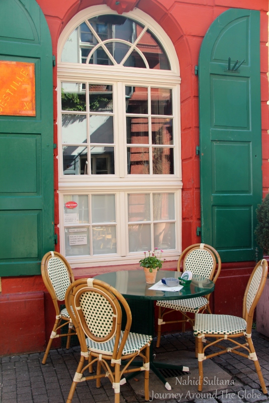 One of many cozy cafes of Heidelberg, Germany