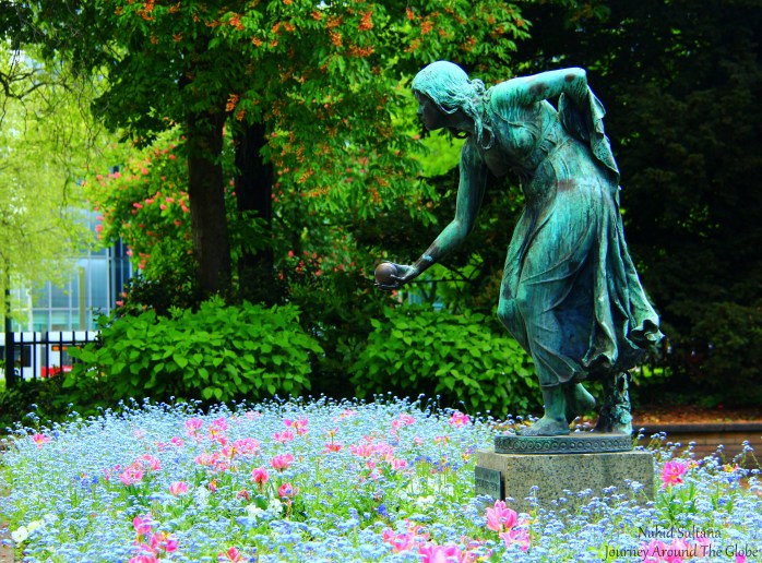Walking towards the old town of Dusseldorf, Germany.
