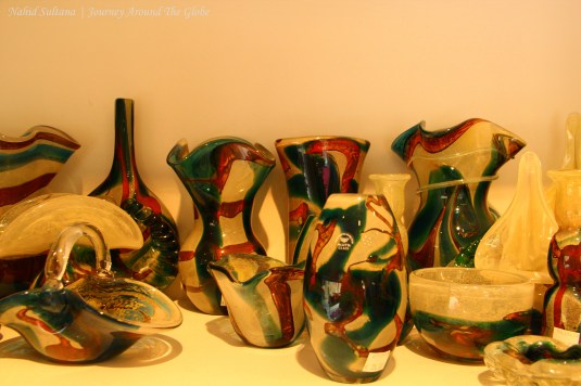 Handmade Mdina glasses in a shop in Valletta, Malta