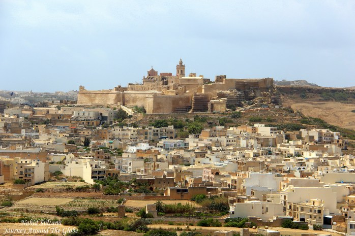 Rabat or Victoria, the capita of Gozo Island in Malta, you can see Gozo Citadel in the distance