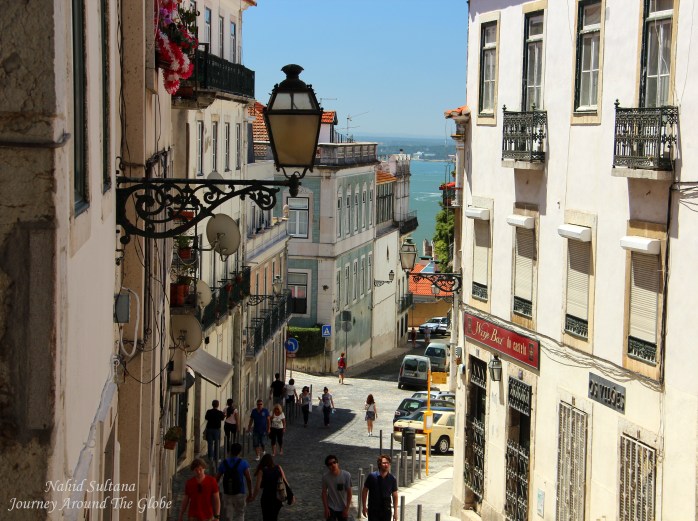 Alfama neighborhood near St. George's Castle in Lisbon, Portugal