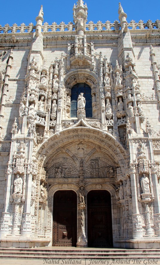 Main façade of Jeronimos Monastery in Lisbon, Portugal