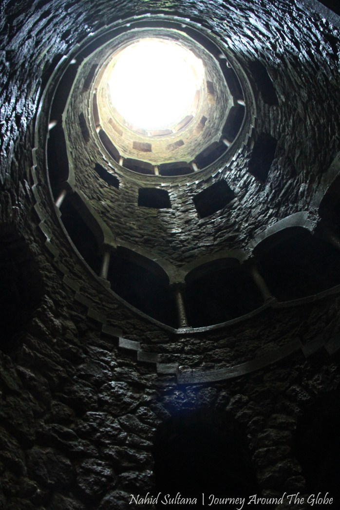 From the bottom of Initiatic Well in Quinta de Regaleira in Sintra, Portugal