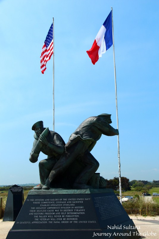 A memorial in Utah Beach commemorating the US braves in Normandy, France