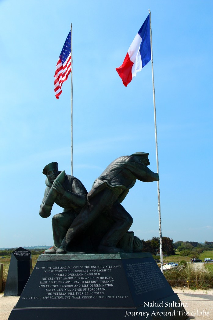 A memorial in Utah Beach commemorating the US braves in Normandy, France