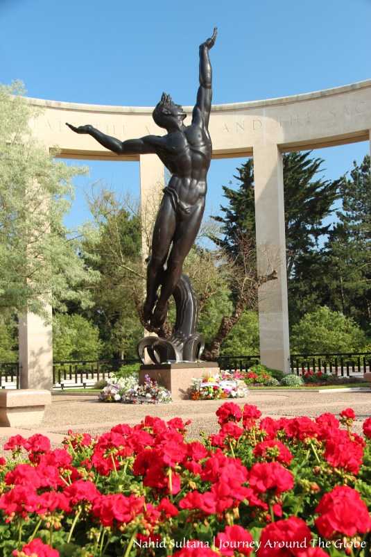 A memorial for the US soldiers who fought heroically in D-day invasion during WWII - American Cemetery, Normandy, France