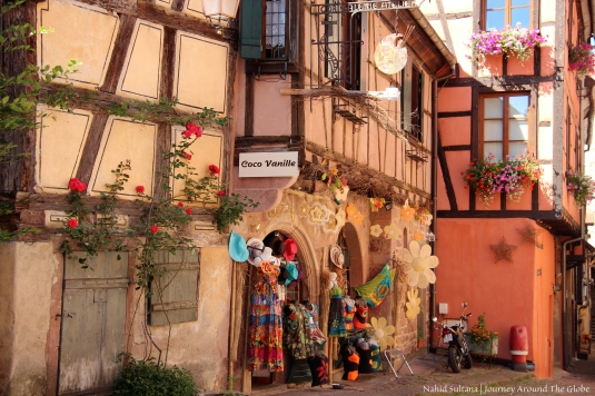 Cozy old town of Riquewihr, France