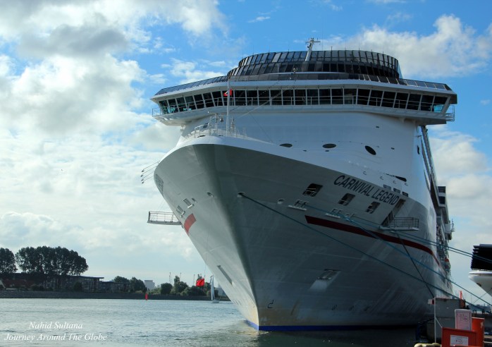 Our ship, Carnival Legend, docked in Warnemunde Port