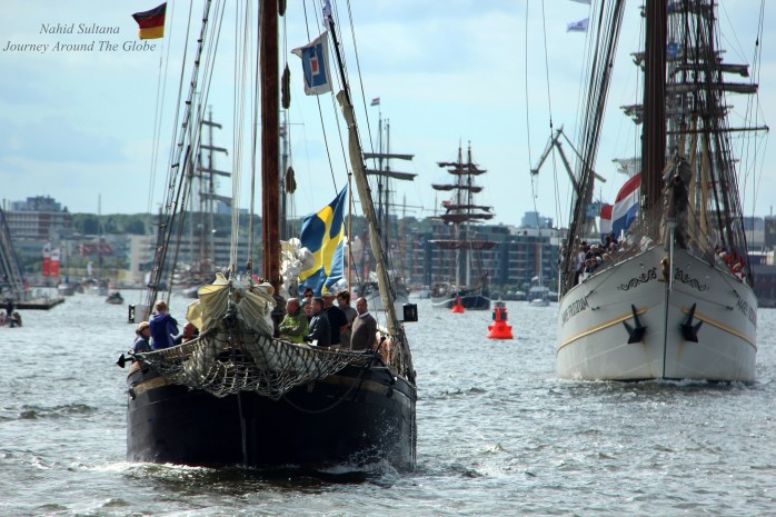 Boats on procession in Hanse Sail, on our way to Rostock from Warnemunde