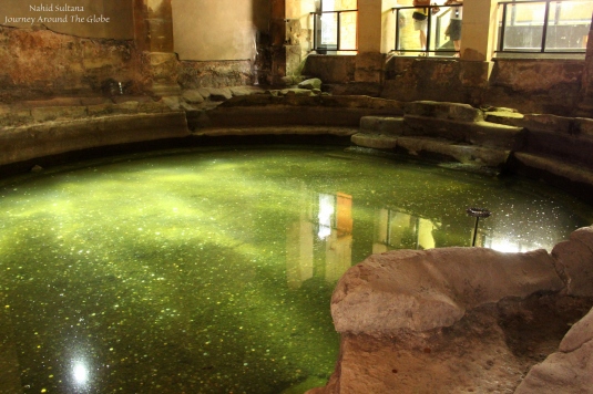 One of the indoor natural pool of Roman Baths in Bath, England