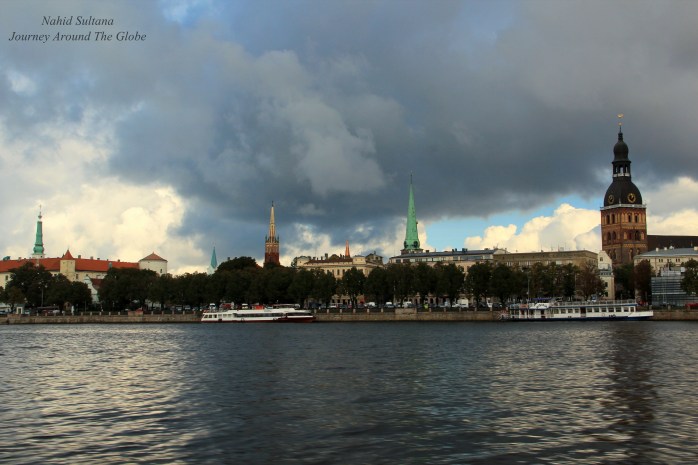 Looking at old part of Riga from River Daugava