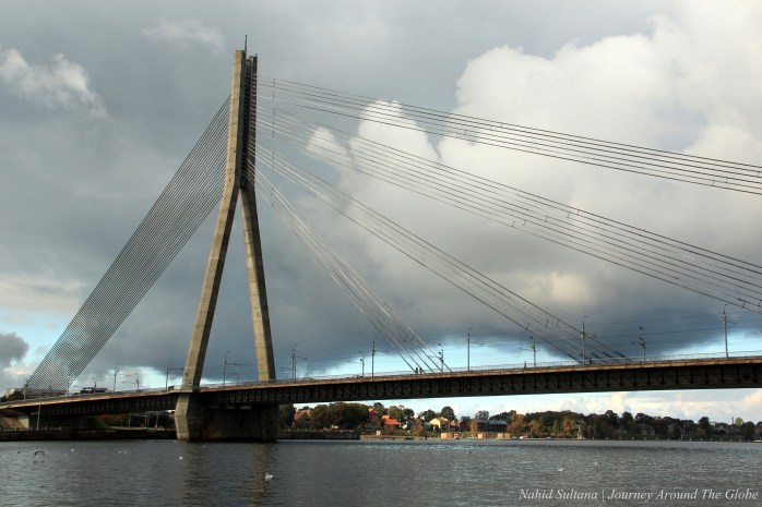 Stone Bridge on River Daugava, we could actually see it from our hotel window in Riga